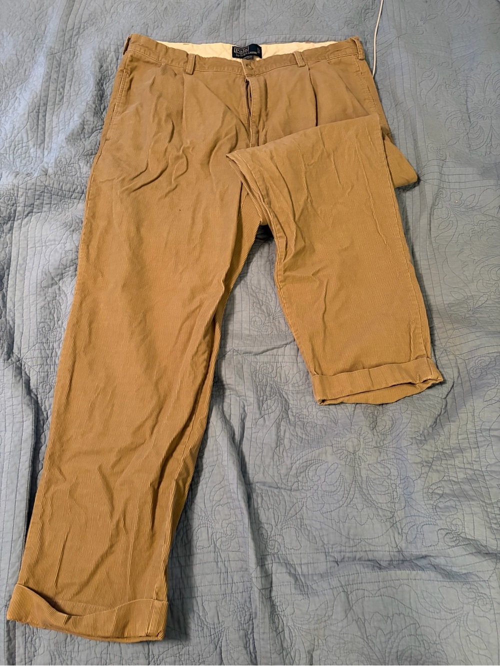 Men's Ralph Lauren Corduroy Pants in Tan - Classic Straight Fit
